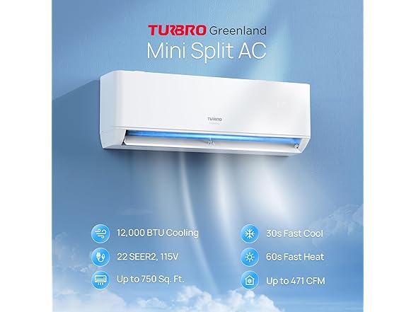 TURBRO 12K BTU Ductless Mini Split Inverter AC