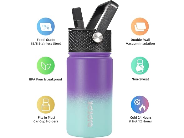 BJPKPK Insulated Water Bottle, 15oz Lavender