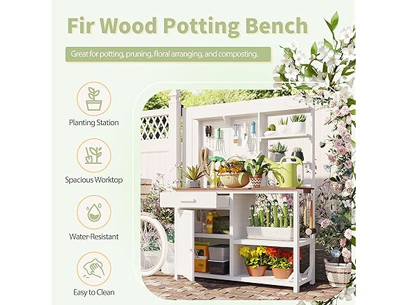Merax Fir Wood Potting Bench with Hutch -Choose Color