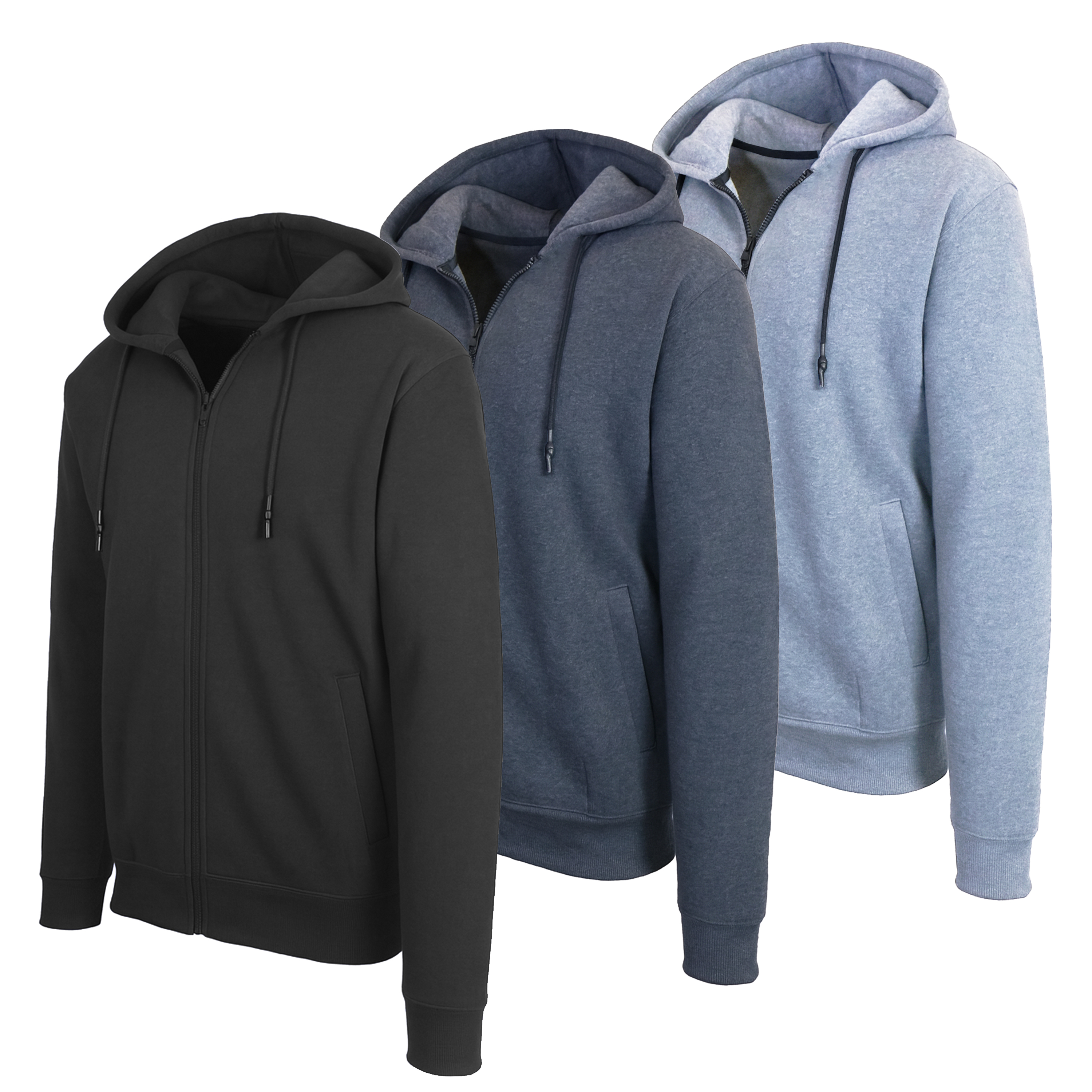 Mens Classic Fleece-Lined Zip Hoodie (M-3XL) - Gallery 43