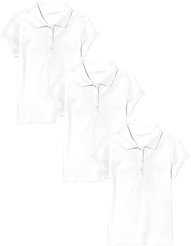 3PK Girls S/S Stretch Pique Polo Shirt