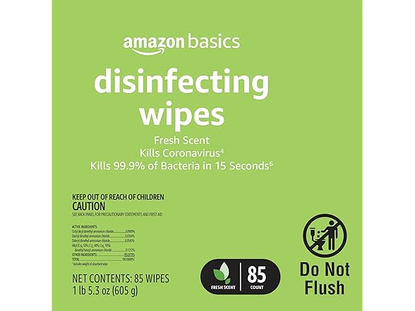 Amazon Basics Amazon Brand - Solimo Disinfecting Wipes