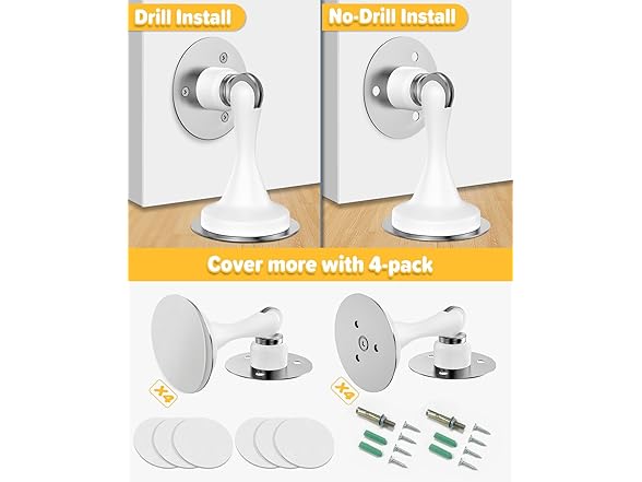 HELEMAN 4 Pack Magnetic Door Stoppers, White