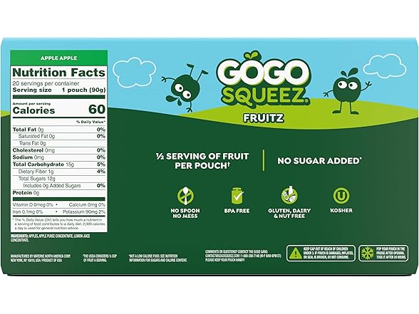 20PK GoGo squeeZ No Sugar Added Applesauce