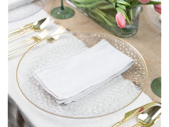 Clear/Gold Rim Hammered Chargers - 13" -48 CT