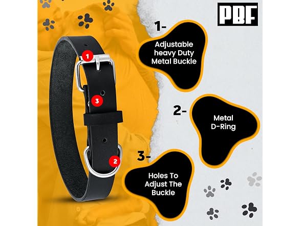 PBF Leather Dog Collar - Genuine Top