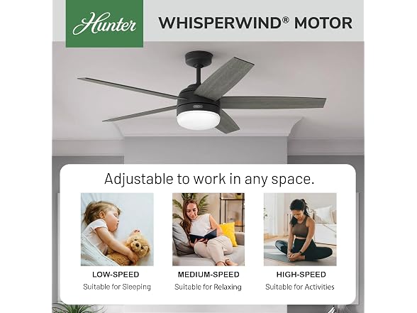 Hunter Fan 60 inch Matte Black Indoor Ceiling Fan with LED