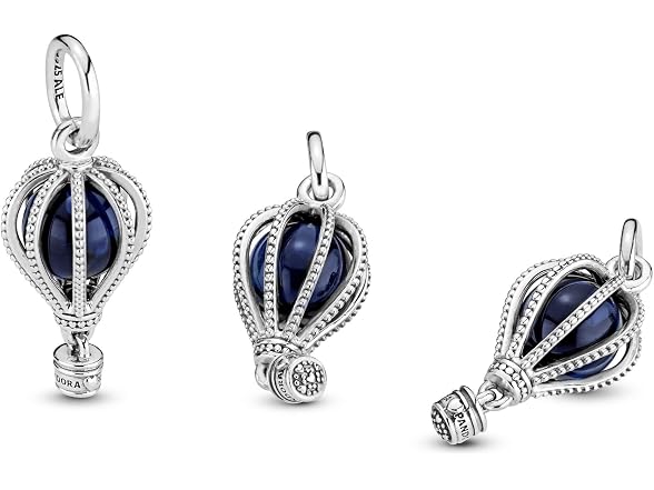 PANDORA Blue Hot Air Balloon Travel Charm - Compatible Moments Bracelets - Jewelry for Women - Gift for Women in Your Life - Made with Sterling Silver & Man-Made Crystal (Open Box)