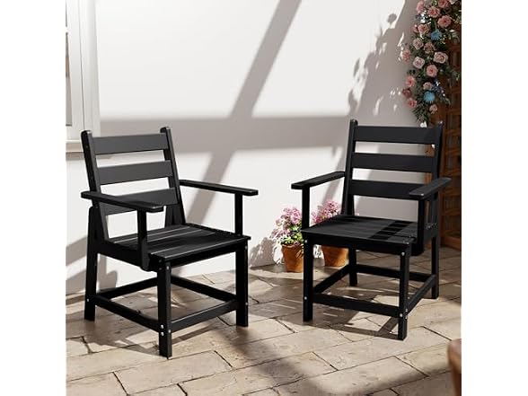 GREENVINES HDPE Outdoor Dining Chairs Set of 2, Armless Chair, Black