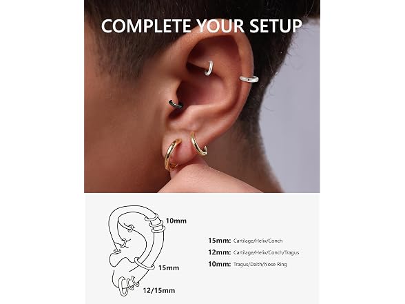 KRKC&CO NS610132 Hoop earrings men