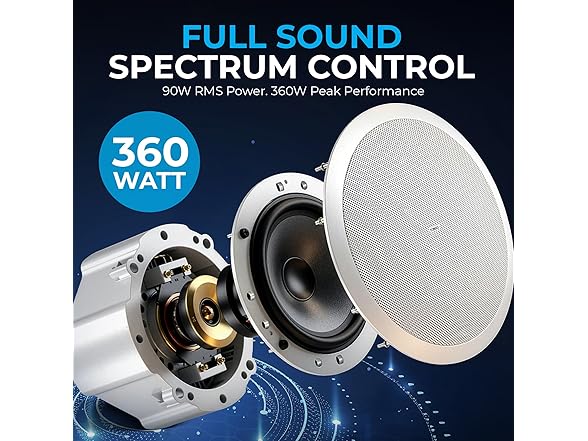 (Pair) DEEJAY LED 8-Inch Coaxial Ceiling Speakers