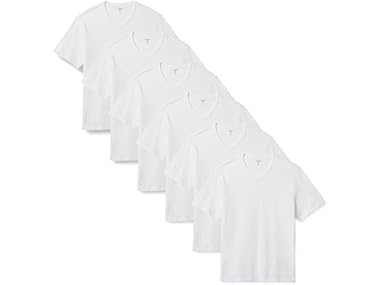 $11.99, Was $19.90, 39% Off! Amazon Essentials Mens VNeck Tee 6Pk White dealfomo