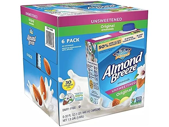 6CT Almond Breeze Dairy Free Almondmilk Unsweetened