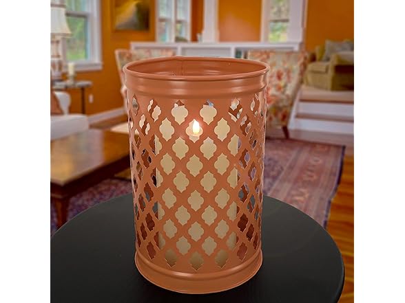 Lantern Candleholder, Pastel Orange, 12 Inches