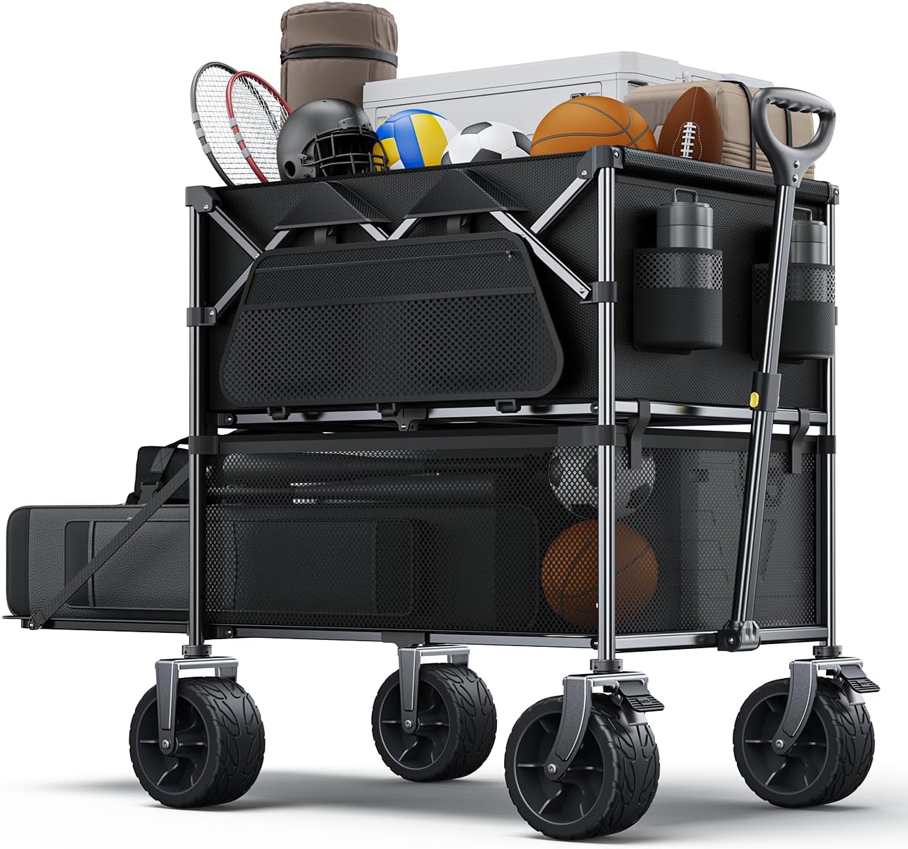 Everyfun 480Lbs Foldable Double Decker Wagon Cart - Gallery 12