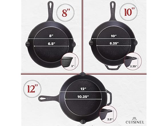 Cuisinel Cast Iron Set w/Lids 3pc