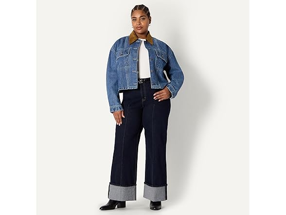Women's Oversized-Fit Cropped Denim Jacket