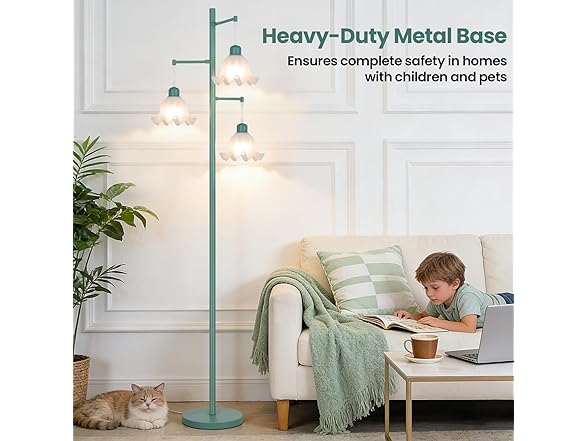 TOBUSA Green Flower Floor Lamp for Living Room