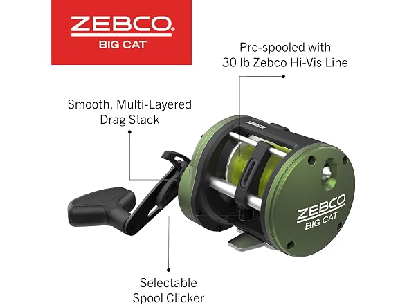 Zebco Big Cat Conventional Reel and Fishing Rod Combo