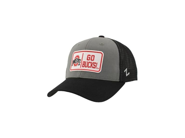 ZHATS Standard NCAA Officially Licensed Snapback Hat Big Rig Patch Gray Black Defer, ,Ohio State Buckeyes