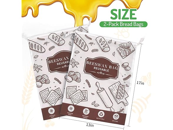 2-Pack Beeswax Bread Bags 