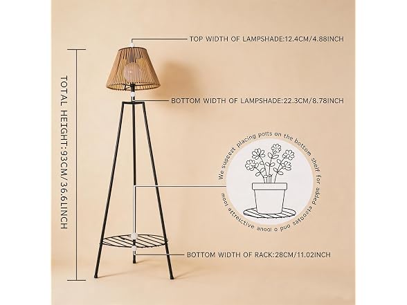 DJGIFI Solar Floor Lamp Plant Shelf