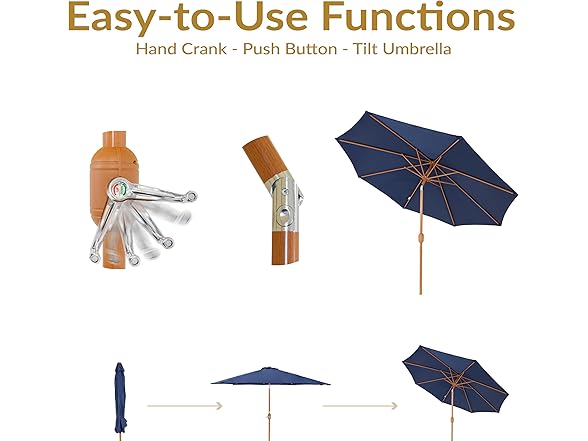 Sunnydaze Decor JLP-1681 8.5ft Patio Umbrella Navy Blue