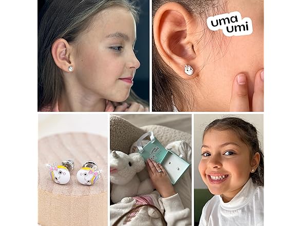 UmaUmi 925 Unicorn Face Studs Girls