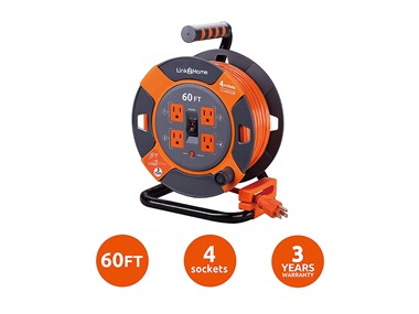 $34.99, Was $69.99, 50% Off! Link 2 Home 60' Extension Cord Reel, 4 Outlets, 14 AWG dealfomo