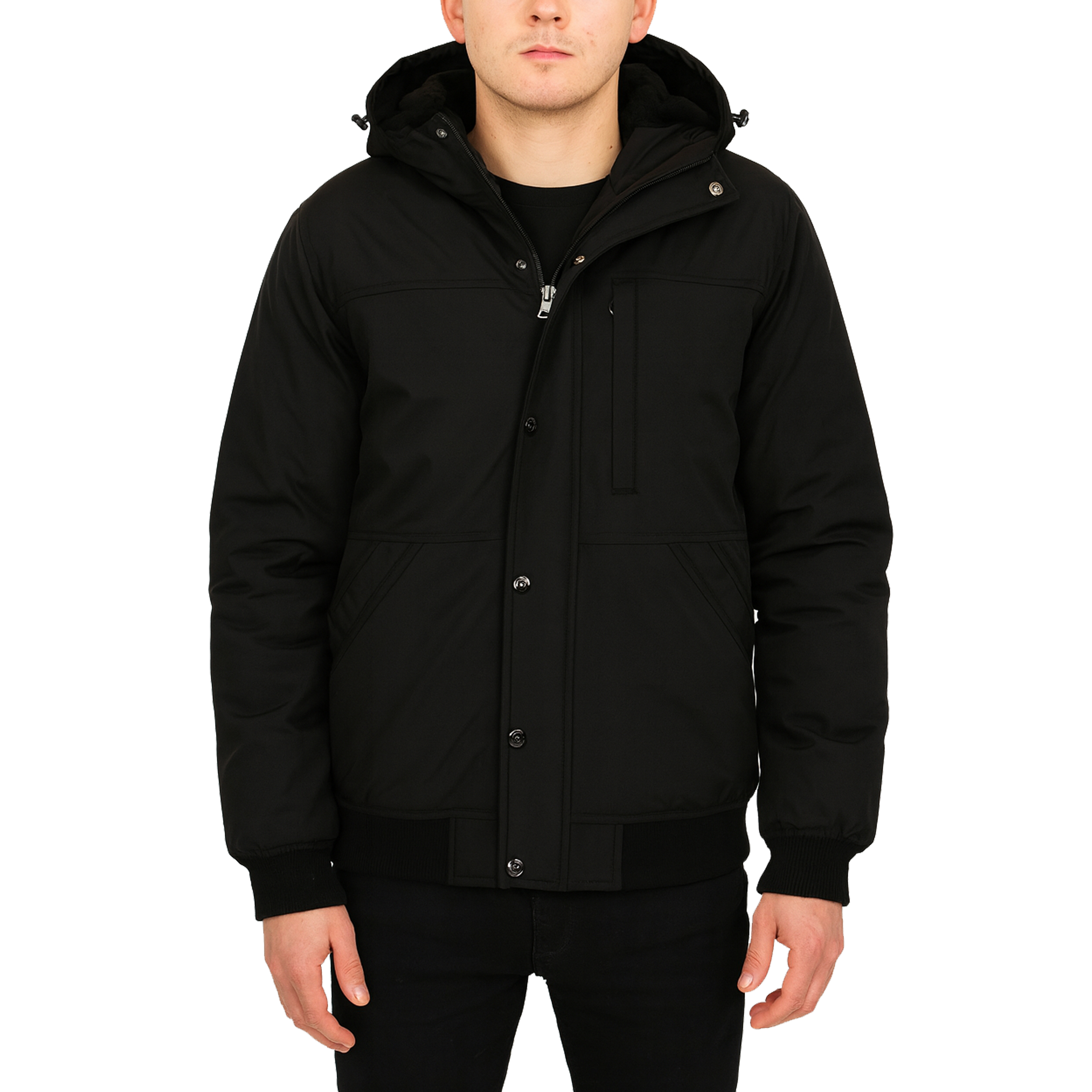 Mens Sherpa Lined Hooded Bomber Jacket - Gallery 13