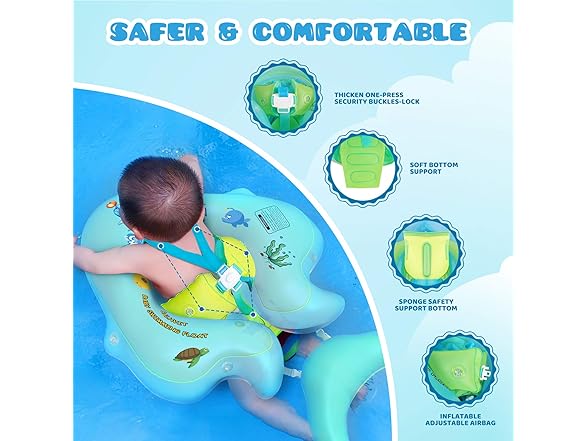 Balhvit No Flip Over Baby Pool Float Blue XL