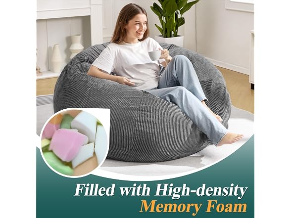 Cansunna 4FT Teardrop Bean Bag Chair Grey