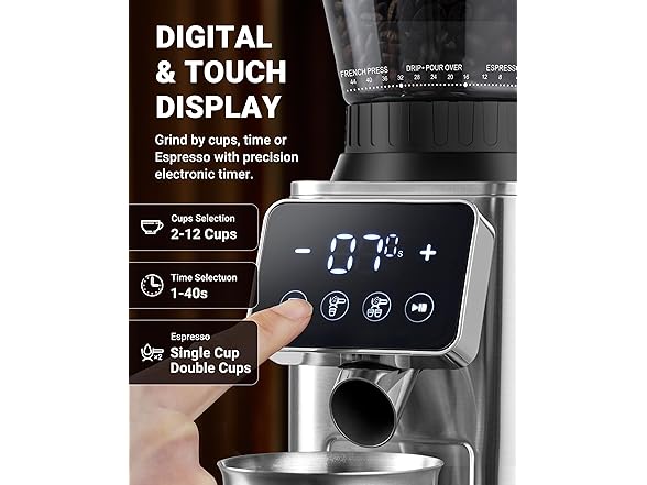 AMZCHEF Conical Burr Coffee Bean Grinder