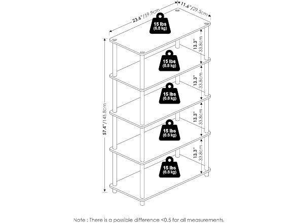 Furinno Turn-N-Tube 5-Tier Corner Cherry