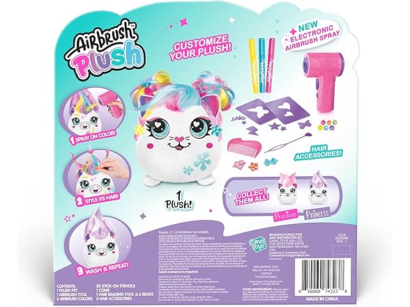 Canal Toys Airbrush Plush Hair’iffic Squishy Kitty