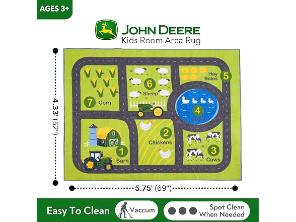 John Deere Interactive Play Area Rug, 69 x 52 Inch