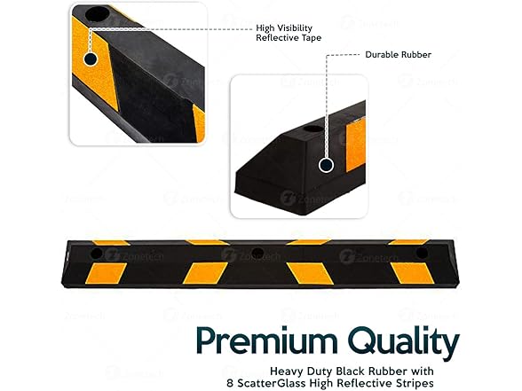 Zone Tech TS0008 Heavy Duty Rubber Parking Curb – 72” Blac