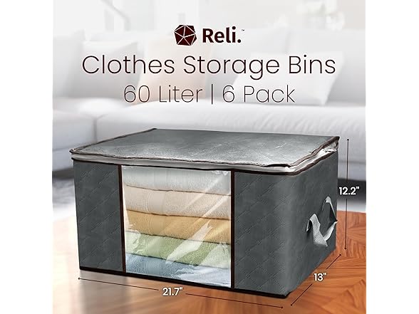 6 Pack 60L Clothes Storage Bags