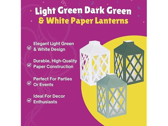 Light Green, Dark Green & White Paper Lanterns