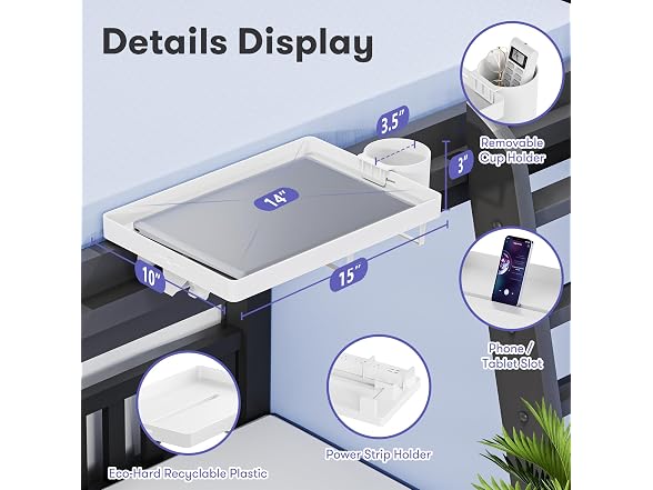 AUZONIMICS Bedside Shelf for Dorm Room