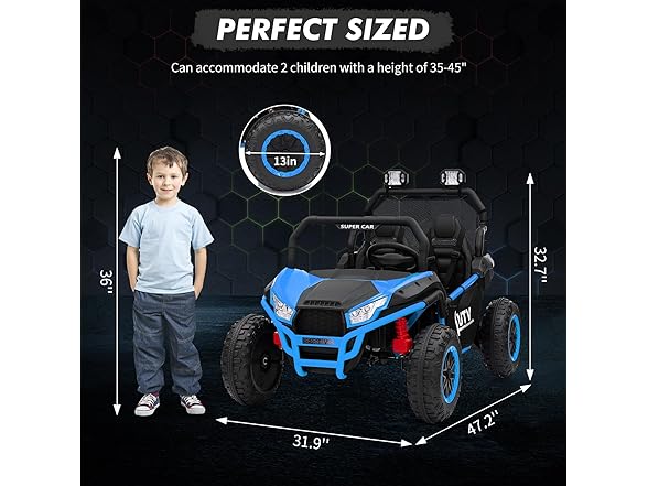 24V 2 Seater Ride On Car, XXXL Off-Road Utv for Kids Blue