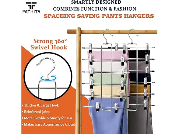 FATHITA 6-Tier Space Saving Pants Hangers