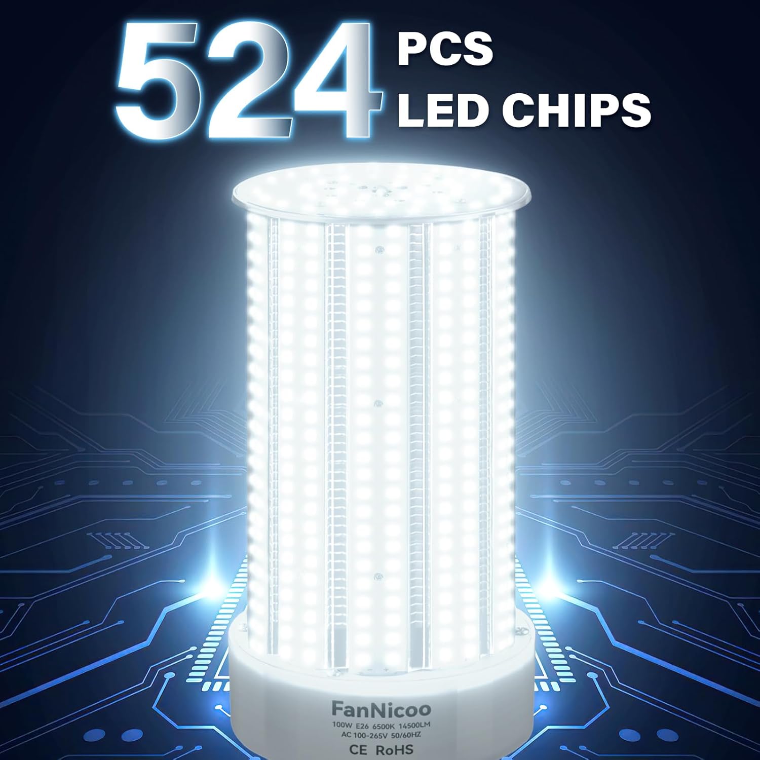 FanNicoo 2 Pack 1200W Equivalent 100W LED Corn Bulbs - Gallery 9