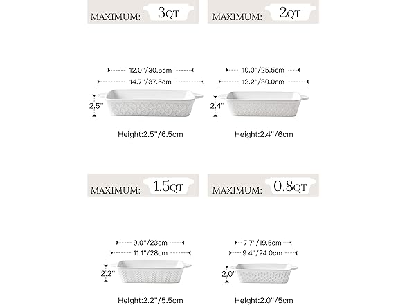 FOBENTA Ceramic Bakeware Sets of 4