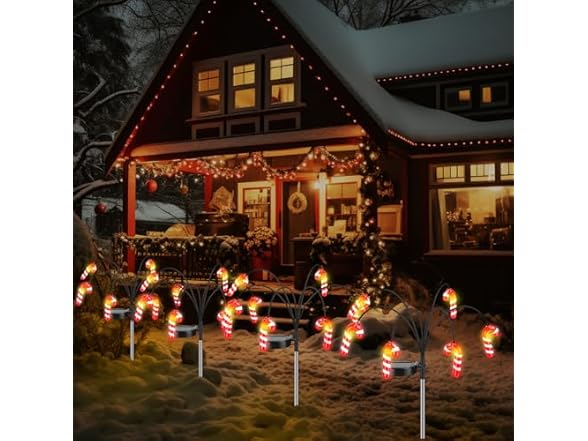 Hakol Baquler 4 Pack Christmas Solar Lights (Candy Cane)