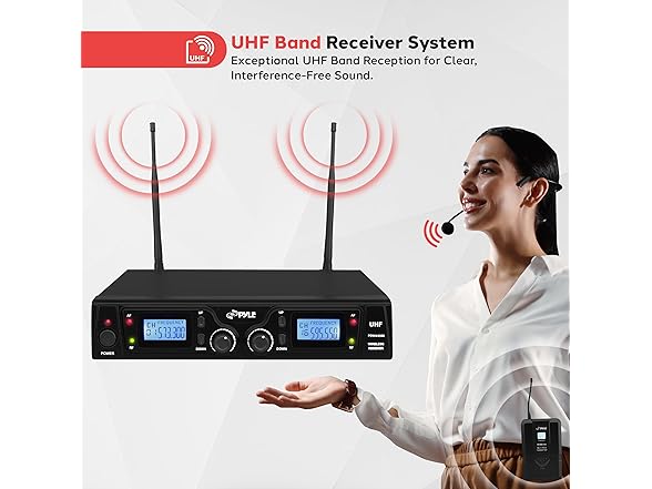 Pyle UHF Wireless Microphone & Rack Mountable Receiver System
