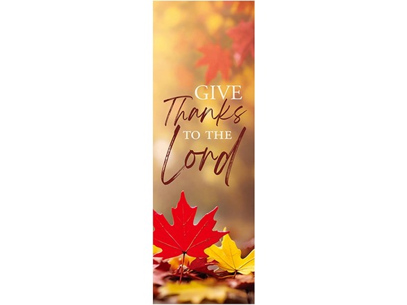 Christian Brands Fall Banner Maple “Give Thanks” Church Banner, 2' x 6'