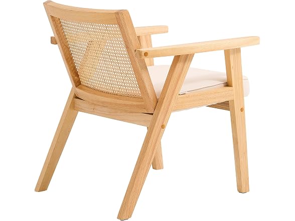 Mid Century Modern Rattan Chair, Upholstered