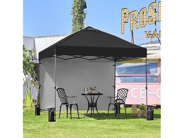 Yaheetech 10x10 Pop-Up Canopy Tent, Black, 1 Side