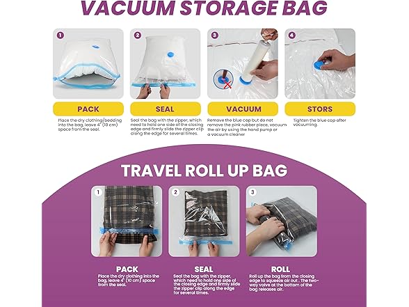 InfiniPower Space Bags Vacuum Storage Bags, 12PK